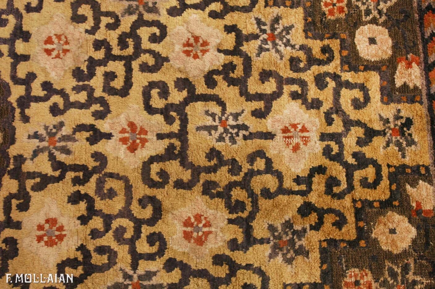 Antique Chinese Imperial Palace Ningxia Metal-Thread Souf Carpet (210x122 cm)